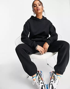 2025 mujeres invierno 100% algodón dos piezas Jogger chándal Conjunto personalizado de gran tamaño en blanco chándal para mujeres - Product Image 4