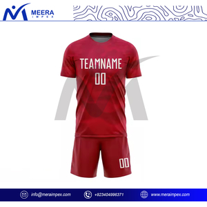 Uniforme de football sublimé personnalisé, couleur rouge foncé, maillot et short de football Votre propre équipe de conception, portez des uniformes de football - Product Image 3