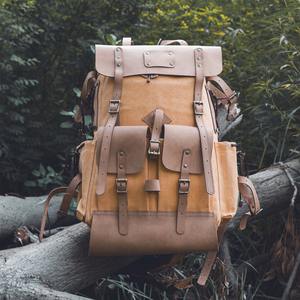 Leather Canvas Luxury Backpack Stylish Vintage Travel <b>School</b> Laptop <b>Rucksack</b> Large Capacity Eco-Friendly Unisex Factory - Product Image 5