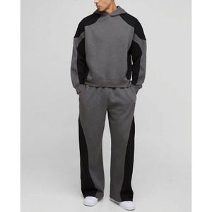 Survêtement baggy pour homme, tenue deux pièces tendance, tenue décontractée avec joggings à cordon de serrage et sweat-shirt coupe confortable - Product Image 5