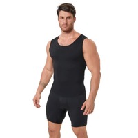 Combinaison sculptante amincissante pour homme, contrôle du ventre, compression, short intégral, en spandex thermique respirant