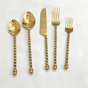 Ensemble de couverts en métal plaqué argent brillant avec poignée torsadée en fil d'acier inoxydable pour la maison, hôtel, restaurant, vaisselle, ensembles de couverts - Product Image 3