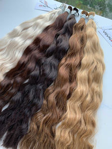 Extensions de cheveux vierges vietnamiennes ondulées naturelles 100g, prix de gros, en vrac, qualité supérieure, toutes couleurs, 60 cm - Product Image 2