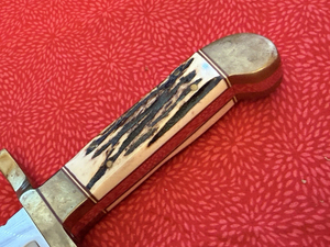 Cuchillo Bowie hecho a mano mango de cuerno cuchillo de supervivencia hoja de acero inoxidable Funda de cuero genuino cuchillo especial. - Product Image 3