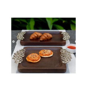 Serveur de thé et de café en bois de conception classique biscuits bonbons plateau de service en bois de mangue plateau à Dessert - Product Image 3