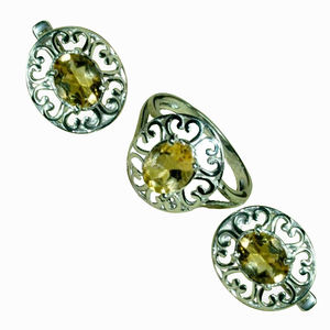 Necklace Set Fashion Jewelry Necklace Oval Cut Citrine Gemstone Silver 925 Sterling Silver Jewelry Set Fashionable Set For Women - Product Image 1