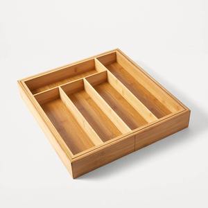 Plateaux en bois de bambou divisés compartiment organisateur de commodités de vanité plateau en bois pour ustensiles de cuisine - Product Image 1