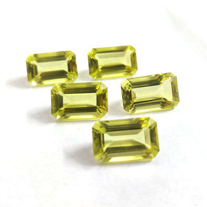 Alto 8,64 Cts Corte Esmeralda Limón Cuarzo 16x10mm Genuino Limón Topacio Rectángulo Corte Piedras preciosas Certificado IGI Joyería Facetada - Product Image 1