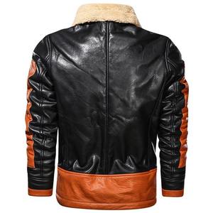 Blouson aviateur pour homme en cuir de peau de mouton durable avec col montant et logo frontal pour la conduite hivernale - Product Image 2