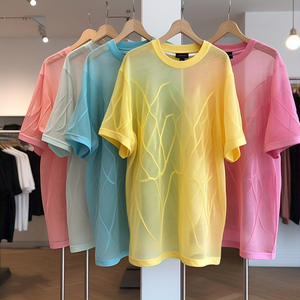 Baggy goutte épaule maille transparente T-Shirts femmes été plage nager voir à travers maille t-shirt dames printemps maille t-shirts femmes - Product Image 5