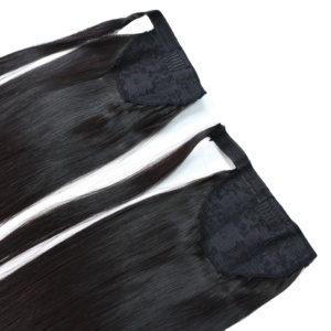 Extension de cheveux naturels vietnamiens queue de cheval, vierges, super double drawn, aspect naturel, facile à clipser, pour femmes, usage quotidien ou soirée, 100g, la meilleure - Product Image 1