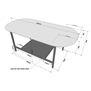 Modern 2-tier Oval Coffee <b>Table</b> 120x60x60cm Oak Top Iron Frame Living Room Furniture Convertible TT68155 - Product Image 5