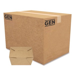 GEN KS10120 Recerrable de 30 Oz. Caja de Almuerzo Desechable de Papel Kraft, Contenedor para Llevar - 450/Caja - Product Image 1