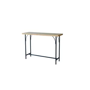 Classic Design Easy Assembly Narrow Rectangular Bar Table with Black Metal Legs