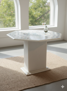 Plateau de table à manger octogonal traditionnel durable en marbre incrusté, pierre Pietra Dura pour la maison, salon, meubles, élément décoratif - Product Image 6