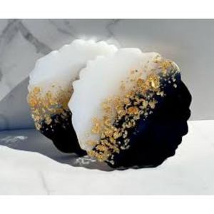 Posavasos de resina hechos a mano con cristales incrustados para un toque natural, Juego de 2 para restaurantes y hoteles planos, servicio de taza de té - Product Image 1