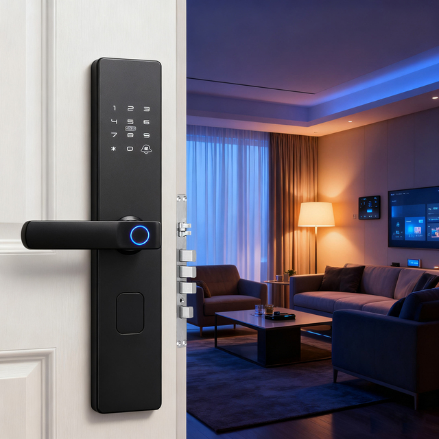 Smart Door Lock for Aluminum Door with Stainless Steel Fingerprint Password IC Card APP & Remote Control