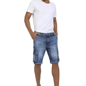 Haute qualité été hommes Denim Shorts solide Gym course taille élastique respirant décontracté coupe ample OEM Service - Product Image 1