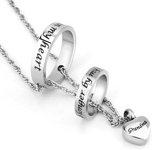 <b>Silver</b> Grandma Urn <b>Necklace</b> for Ashes No Longer by My Side Forever in My <b>Heart</b> Carved Locket Cremated Ashes <b>Necklace</b> Custom Size - Product Image 3