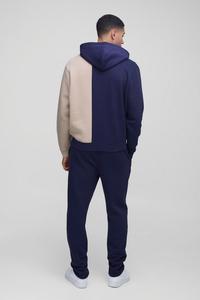 Nouvelle mode 2025, survêtement à capuche en molleton bleu marine respirant, coupe classique, unisexe, 100% coton, personnalisable, bloc de couleur DTG - Product Image 2