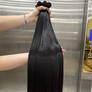 Vente en gros de matières premières vietnamiennes vierges 100% lisses perruque naturelle à double tissage Extensions de cheveux humains - Product Image 2