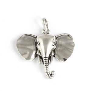 Gran cabeza de plata elefante selva vida silvestre Animal hecho a mano collar encantos para hacer colgante de mascota hallazgos y componentes de joyería - Product Image 1