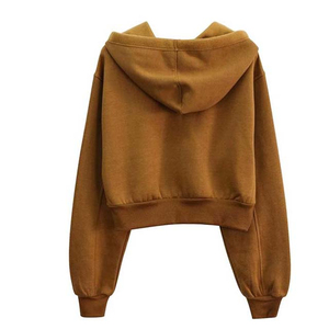 Sweats à capuche courts pour femmes de haute qualité hiver tricoté 100% coton biologique grande taille respirant décontracté Streetwear - Product Image 4