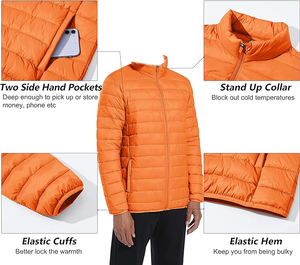 Abrigos con cremallera completa personalizados de invierno, chaqueta acolchada para hombre, prendas de vestir, chaqueta acolchada informal, chaqueta de bombardero, chaqueta acolchada negra - Product Image 6