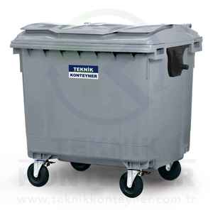 Direct Turkish Manufacturer 1100L Liter HDPE Plastic 4 Wheeled Rolling <b>Cover</b> Eco-Friendly Public Outdoor Use Waste Container - Product Image 3