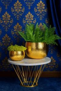 Macetas de Aluminio Doradas de Diseño, Acabado Tallado a Mano, Ecológicas, Duraderas, Decoración de Interiores para el Hogar y Jardín - Product Image 6