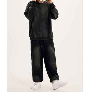 Streetwear personnalisé 500GSM Heavyweight Vintage Washed Sweat à capuche gris foncé pour hommes - Product Image 6
