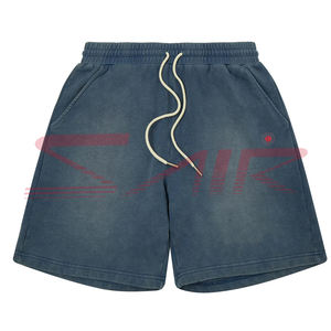 Short de survêtement vintage délavé au soleil pour hommes vieilli 100% fermeture à cordon de serrage en coton impression 3D personnalisée - Product Image 1
