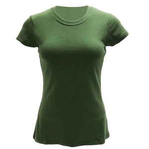 T-shirt en fibre de coton d'été américain pour femmes coupe ajustée haut de sport décontracté Base élastique respirant doux pour la peau à manches courtes - Product Image 1