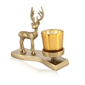 กวางเรนเดียร์สีทองพร้อมที่วางเทียนของตกแต่งเทศกาลคริสต์มาสที่ไม่เหมือนใครเหมาะสำหรับตั้งโต๊ะหรือตกแต่งบ้าน - Product Image 6
