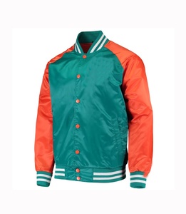 Chaqueta universitaria de satén para todo clima OEM Bomber Baseball Prendas de abrigo con parche de marca para tiendas de moda Varsity Jacket - Product Image 3