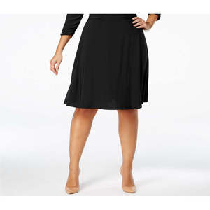 Abito da donna taglie forti nero a trapezio con design arricciato in chiffon, taglia XL, stile semplice e naturale, per l'ufficio, lunghezza al ginocchio - Collezione NY - Product Image 3