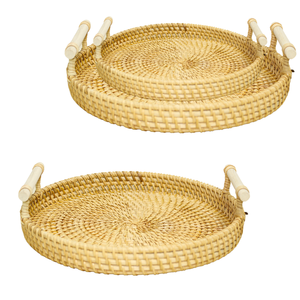 Elevate <b>Your</b> Kitchen with Our Customizable Rattan Tray a Versatile Handmade Basket for Storing Breads Fruits - Product Image 1
