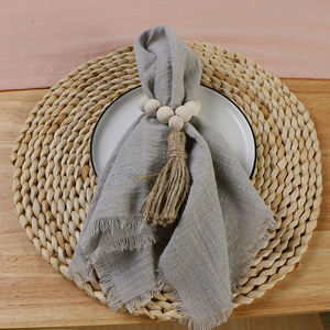 Servilletas bordadas de lino marrón 100% servilletas de tela lisa desechables de hemstitch hechas a mano para servilletas impresas de cena de fiesta de Hotel - Product Image 2