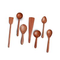 Nouvelles cuillères à coke et à filtrer en bois spatule en bois servant une cuillère à soupe cuillère à découper en bois naturel ensembles de couverts fabriqués en inde