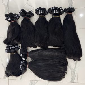 Extensiones de cabello humano vietnamita negro recto Natural sin procesar extremos súper doblemente alineados con cutícula para hacer pelucas - Product Image 1
