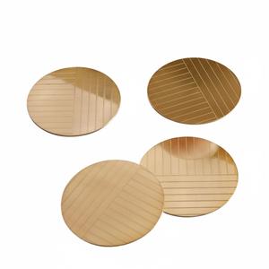 Sous-verres ronds en laiton tendance 2026 pour la décoration de table à manger, articles de cuisine, finition dorée, tapis et coussinets de service pour boissons - Product Image 2