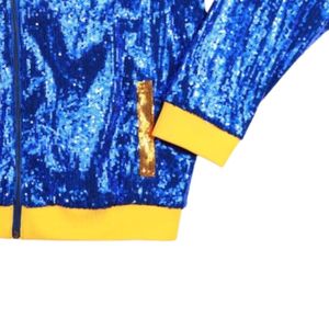 Sigma Gamma Rho SGRho Chaqueta de lentejuelas Azul real Oro Letras griegas Bordado Crest Sorority Bomber Greek Life Apparel - Product Image 4