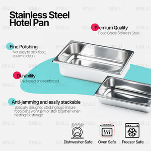 Ensemble de casseroles en acier inoxydable abordable avec couvercle pour buffet stockage des aliments 1/9 6.5cm taille casserole seulement assiette de service conteneur | BINLU - Product Image 3