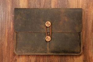 ALW özel hakiki deri dizüstü evrak çantası kapak Vintage İş erkekler avukat çanta kılıf yüksek kalite koruyucu kollu - Product Image 3