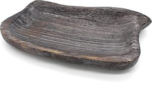 Plateau décoratif en bois massif Bol à bougie en bois sculpté à la main vintage Art décoratif rustique pour la maison et le bureau, 16x8x2 pouces - Product Image 2