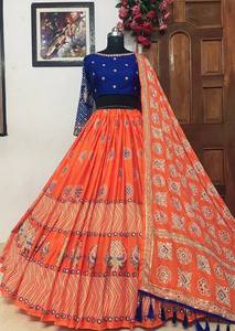 Diseñador tradicional indio Lehenga Choli con trabajo hecho a mano encaje Dupatta para mujeres Digital impreso Lehenga Choli Material sin costuras - Product Image 5