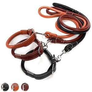 Conjunto de Correa y collar de cuero resistente para mascotas pequeñas, medianas y grandes, plomo ajustable suave para gatos y perros, suministros para mascotas - Product Image 5