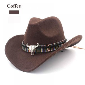 Chapeau de cowboy personnalisé avec bandes de boîte à logo Vintage Western Style Jazz Panama Cowgirl chapeau feutre pour couvre-chef chapeau en cuir - Product Image 6