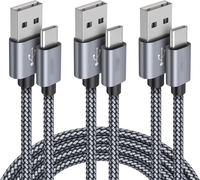 Câbles de données tressés USB Type-C en nylon de haute qualité pour téléphones mobiles, banques d'alimentation, appareils photo, charge rapide, cuivre pur
