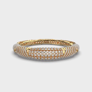 IGI Certified Lab Grown Round Diamond Pavé Dome Bangle Bracelet in 14K Yellow / White / Rose Gold - Product Image 5